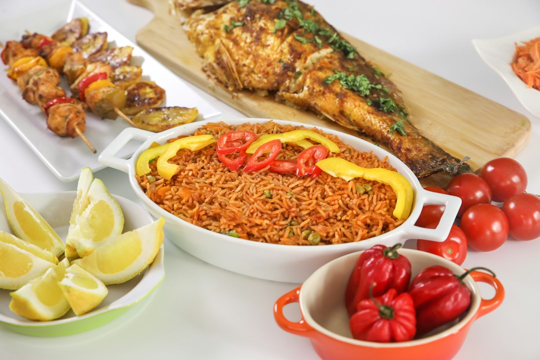 Traditional Egyptian dishes served at a restaurant in Luxor with a view of the Nile.
